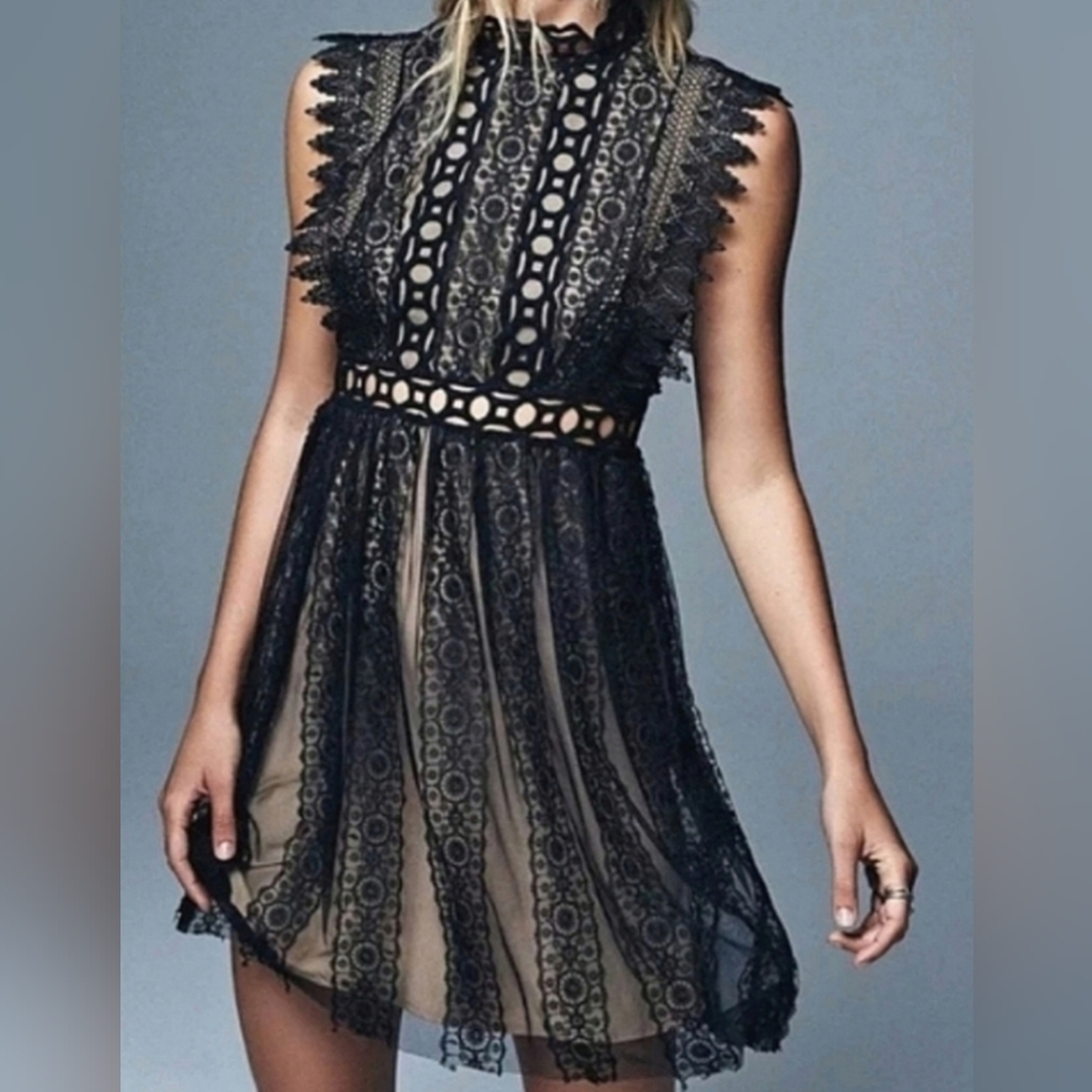 Free People, NWT, black lace mini dress, rare find